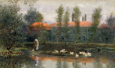Der Teich der William Morris Werke in Merton Abbey von Lexden L. Pocock